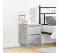 Ziaphsol Modern Gray Concrete Nightstand Set of 2 with USB Charging LED Lighting and 4 Drawers 39 x 34.5 x 50 cm Durable Wood Engineering for Bedroom Lounge Living Room