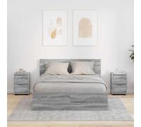 Ziaphsol Modern Gray Sonoma Nightstand Set of Two 30.5 x 30 x 43 cm with Adjustable Height Durable Wood Storage Drawers Suitable for Bedroom Lounge Or Dorsitory