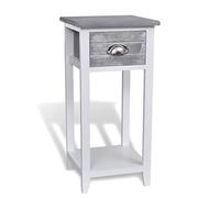 Ziaphsol Modern Grey and White Bedside Table with One Spacious Drawer and Shelf for Bedroom Or Living Room Decor, Made from Durable Paulownia Wood and Plywood