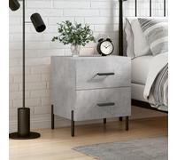 Ziaphsol Modern Grey Concrete Finish Bedside Table 40x35x47.5 cm Engineered Wood with Metal Legs for Bedroom Living Room Vintage Industrial Style