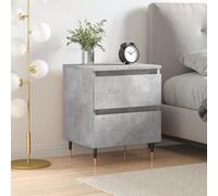 Ziaphsol Modern Grey Concrete Finish Bedside Table 40x35x50 cm with Engineering Wood and Metal for Bedroom Living Room Dormitory Decor