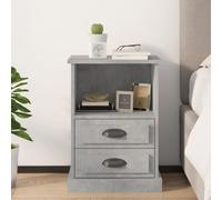 Ziaphsol Modern Grey Concrete Finish Bedside Table 43x36x60 cm with 2 Drawers and Open Storage for Bedroom Living Room Office Durable Wood and Metal Construction