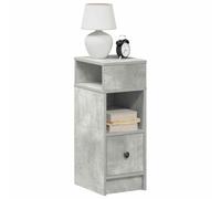 Ziaphsol Modern Grey Concrete Finish Bedside Table with Drawer and Open Storage compartments 25x31x66 cm for Bedroom Living Room Dormitory Adult Child Furniture