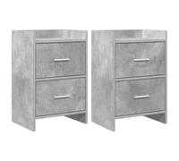 Ziaphsol Modern Grey Concrete Finish Bedside Tables 2 Pack 40 x 30 x 60 cm Wooden Nightstands with Metal Handles for Bedroom Living Room Dormitory Home Decor