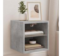 Ziaphsol Modern Grey Concrete Finish Wall-Mounted TV Cabinet with RGB LED Lights 30x28.5x30 cm Durable Engineered Wood Multi-Use Storage Shelf for Living Room Bedroom Lounge