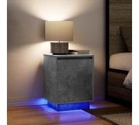 Ziaphsol Modern Grey Concrete LED nightstand Set of 2 38x34x50 cm with Durable Engineered Wood Surface for Bedroom Bedside Table with Built-in RGB LED Lights, Spacious Storage, Easy Maintenance