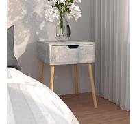 Ziaphsol Modern Grey Concrete Nightstand 40x40x56 cm with Drawer Durable Engineered Wood Bedside Table for Bedroom Living Room Vintage Industrial Style