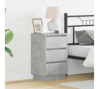 Ziaphsol Modern Grey Concrete Nightstand with Drawer 39 x 34.5 x 65 cm Wooden Bedside Table with USB LED Lighting for Bedroom Lounge Dormitory Adult Child Durable Scandinavian Style