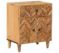 Ziaphsol Modern Mango Wood Bedside Table 50 x 33 x 60 cm with Drawer and Brass Knobs for Bedroom, Living Room, Or Dorm Room, Stylish Natural Finish, Durable Scandinavian Vintage Design