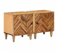 Ziaphsol Modern Mango Wood Bedside Table Set 2 Pieces Brown 40 x 33.5 x 46 cm with Brass Handles for Bedroom Living Room Dormitory Stylish Storage Solution
