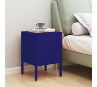 Ziaphsol Modern Navy Blue Steel Bedside Table 35x35x51 cm with Adjustable Shelf and Lock for Bedroom Or Living Room Decor