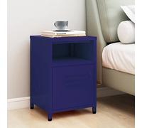 Ziaphsol Modern Navy Blue Steel Bedside Table 35x35x51 cm with Storage Shelf and Door for Bedroom Living Room Dormitory Industrial Scandinavian Style