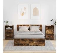 Ziaphsol Modern Oak Finish Bedside Table with Two Drawers and Shelf 40 x 30 x 67 cm for Bedroom Lounge Small Spaces