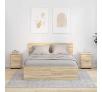 Ziaphsol Modern Oak Sonoma Bedside Table Set of 2 with Adjustable Height and Spacious Drawers for Bedroom Living Room Decor Suitable for Adult Children and Youth