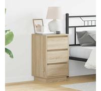 Ziaphsol Modern Oak Sonoma Nightstand with Drawer 39 x 34.5 x 65 cm Wooden Bedside Table with USB Charging LED Lights Storage for Bedroom Living Room Home Decor