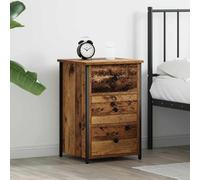 Ziaphsol Modern Recycled Solid Wood Nightstand 40 x 36 x 60 cm with Drawer Bedroom Side Table for Living Room and Bedroom Scandinavian Vintage Industrial Furniture