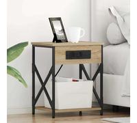 Ziaphsol Modern Rustic Bedside Cabinet Set of 2 Chêne Sonoma Finish with Built-in Charging Station and Storage Shelves for Bedroom Lounge Or Dorsitory in AU