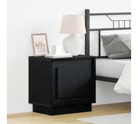Ziaphsol Modern Rustic Black Bedside Table 44 x 34.5 x 45 cm Engineered Wood with LED Lighting USB Storage Compact Nightstand for Bedroom Lounge Or Dorm