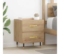 Ziaphsol Modern Rustic Oak Nightstand Set of 2 with Wooden Engineering Frame and Conical Steel Legs 40 x 35 x 47.5 cm Ideal Bedroom Or Living Room Storage Furniture for Adults and Kids