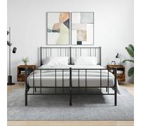 Ziaphsol Modern Scandinavian 2-Piece Oak Fumed Bedside Tables 40x35x47.5cm with Storage Drawer Metal Legs for Bedroom Living Room Dormitory Furniture