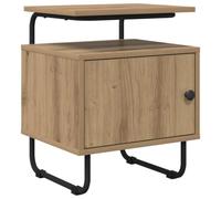 Ziaphsol Modern Scandinavian Bedside Table in Oak Wood with Metal Frame and Large Storage Space for Bedroom Nightstand with Drawer and Door, Durable MDF and Steel Structure for Adult and Child Rooms