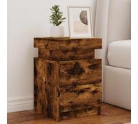 Ziaphsol Modern Scandinavian Bedside Table with Adjustable LED Lights and Storage, 35x39x55 cm Oak Finish Bedroom Furniture, Durable Engineered Wood with USB Connector