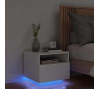 Ziaphsol Modern Scandinavian Bedside Table with LED Lights 40x39x37 cm Wooden Nightstand with Storage Drawer for Bedroom Living Room Durable MDF and Chêne Finish