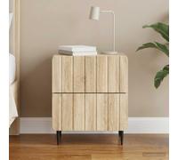Ziaphsol Modern Scandinavian Chêne Sonoma Bedside Table with Two Drawers Compact Nightstand for Bedroom Or Living Room Interior Decor Durable MDF Wood Finish
