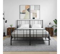 Ziaphsol Modern Scandinavian Chevet Table 2 pcs in Smoked Oak Finish with Storage Drawer and Metal Legs for Bedroom Living Room Durable Wood MDF Industrial Style