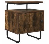 Ziaphsol Modern Scandinavian Nightstand in Smoked Oak Wood with Metal Frame and Large Storage Space for Bedroom, Living Room, Or Dormitory with Protective Floor Pads