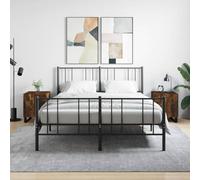Ziaphsol Modern Scandinavian Oak Finish Bedside Table Set 2 Pieces with Storage and Metal Legs for Bedroom Living Room Durable Wood Engineering