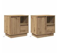 Ziaphsol Modern Scandinavian Oak Nightstand Set of Two with USB LED Lighting and Discreet Storage for Bedroom, Living Room Or Dormitory, Durable Engineered Wood, 50 x 34.5 x 50 cm