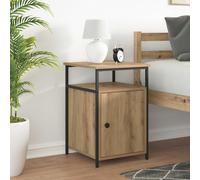 Ziaphsol Modern Scandinavian Oak Nightstand with Storage Drawer and Metal Frame for Bedroom Living Room Or Dorsitory, Elegant Minimalist Wooden Bedside Table with Textured Finish
