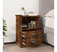 Ziaphsol Modern Scandinavian Style 2-Piece Nightstand Set in Rustic Oak Finish with Spacious Drawers and Open Storage for Bedroom Living Room Or Dormitory Decor