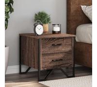 Ziaphsol Modern Scandinavian Style 2pcs Chêne Marron Bedside Tables 40x41x40cm with Metal Legs Durable Wood and MDF for Bedroom Living Room Nightstand Furniture