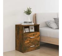 Ziaphsol Modern Scandinavian Style Bedside Table in Smoked Oak 50x32x60 cm with Storage Drawer and Shelf for Bedroom Living Room Nightstand Furniture