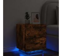 Ziaphsol Modern Scandinavian-Style Bedside Table with LED RGB Lighting and Seven Spacious Drawers Crafted from Durable Smoked Oak Engineered Wood Ideal for Bedroom Living Room and Dormitory Decor