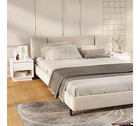 Ziaphsol Modern Scandinavian White Bedside Tables 2 pcs with Storage Drawers and Open Compartments for Bedroom Living Room Dormitory Furniture Chêne MDF Wood