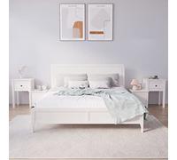 Ziaphsol Modern Scandinavian White Bedside Tables Set of Two 79.5x38x65.5 cm Solid Pine Wood with Storage Drawer and Shelf for Bedroom Living Room Dormitory