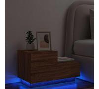 Ziaphsol Modern Scandinavian Wooden Bedside Table with LED RGB Lighting 70x36x40.5 cm for Bedroom Lounge Or Dorm Room with Storage Drawer and USB Port in Oak Finish
