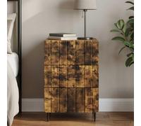 Ziaphsol Modern Smoked Oak Bedside Table 43 x 41 x 68 cm Engineered Wood with 3 Drawers Versatile Storage for Bedroom Or Living Room Furniture Durable and Stylish Design
