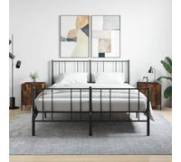 Ziaphsol Modern Smoked Oak Bedside Table Set of 2 40x40x50 cm Engineered Wood with Metal Legs for Bedroom Living Room Furniture Storage and Display