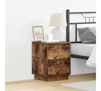 Ziaphsol Modern Smoked Oak Bedside Table Set of 2 with USB Charging LED Lighting Drawers 39 x 34.5 x 50 cm for Bedroom Living Room Storage Furniture