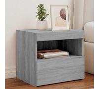 Ziaphsol Modern Sonoma Gray Bedside Tables with Adjustable LED Lights 50x40x45cm Set of 2 Durable Wood Design Suitable for Bedroom Living Room Nightstand Furniture