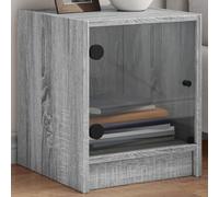 Ziaphsol Modern Sonoma Gray Nightstand Set 2 Pieces with Glass Doors Durable Wooden Engineering Bedside Tables for Bedroom Living Room with Storage and Stable Surface