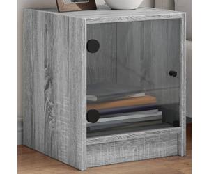 Ziaphsol Modern Sonoma Gray Nightstand Set 2 Pieces with Glass Doors Durable Wooden Engineering Bedside Tables for Bedroom Living Room with Storage and Stable Surface