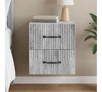 Ziaphsol Modern Sonoma Gray Wall-Mounted Bedside Table with Double Storage Drawers and Shelf for Small Bedrooms, Durable Wood Finish, Multi-Use Compact Design for Bedroom, Living Room, Apartment