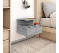 Ziaphsol Modern Sonoma Gray Wall-Mounted Floating Bedside Table with Drawer and Open Compartments for Bedroom Living Room and Dorsitory in Engineered Wood