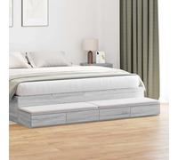 Ziaphsol Modern Sonoma Grey Bed Drawer Unit with Four Spacious Storage Drawers Durable Wooden Engineering for Bedroom Living Room Or Dresser Use Suitable as Nightstand Or Step Stool