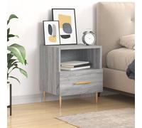 Ziaphsol Modern Sonoma Grey Bedside Table 40x35x47.5 cm Made of Engineered Wood with Metal Legs for Bedroom and Living Room Decor